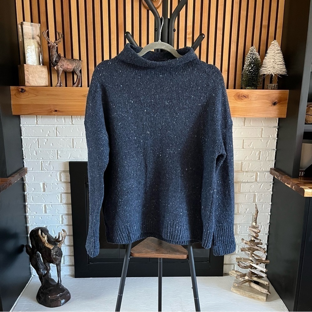 Women's Vince Mock Neck Wool Blend Blue Knit Sweater Size M